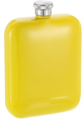 sourcing map Hip Flask for Liquor 5.5oz/160ml Stainless Steel Leak Proof Drinking Flask for Camping Hiking Outdoor Activity, Yellow