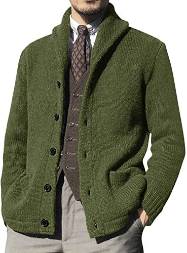 Janker Herren Lang Schwarz Leicht Ohne Kapuze Trachtenjacke Sweatjacke mit Reißverschluss Herbst 3XL Langarm Cardigan Wintermantel Modern Strick Janker Strickjacke