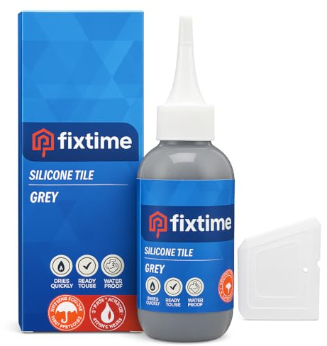FIXTIME Tile Grout Repair Kit, Grey Grout Filler Tube 8 oz, Fast Drying, Water Resistant, Grout Sealer for Floor & Wall Tile - Spatula Included