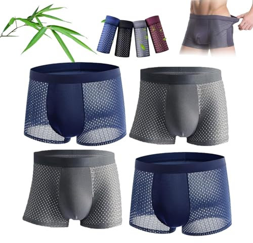 LUNCHS Boxer Boxer in Fibra di bambù, Boxer in Fibra di bambù, Intimo da Uomo Traspirante in Nylon (XXL,4 PCS - D)