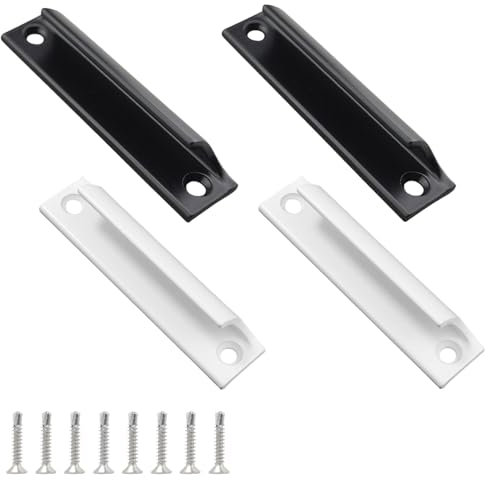 Rebanky 4 Piece Curved Pull Finger Pull Handles - White Alloy Aluminium Furniture Handles with 8 Screws for Wardrobe, Kitchen, Balcony Doors