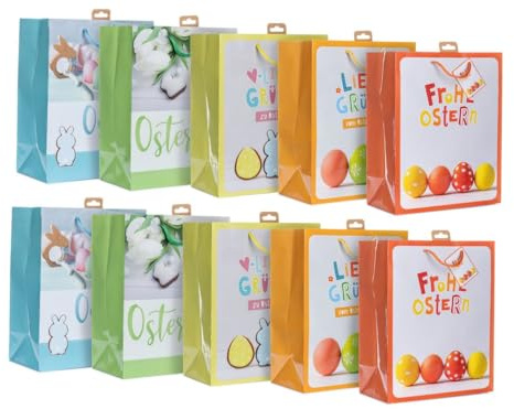 Laro Premium-Line Ostern Grosse Geschenktaschen Geschenktüten 10-100 Stk Large Buntes Ostern, Anzahl:20, Muster Tüten:Large Buntes Ostern