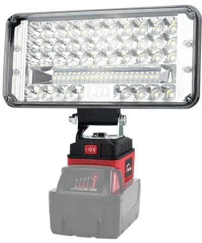 AUTOJARE Akku Lampe für Milwaukee m18 18v 90W Kabellose Led Arbeitsleuchte 7500LM Tragbares Led Strahler Baustellen Lampe für Autoreparatur, Heimbeleuchtung, Camping, Angeln (7 zoll, kein Akku)