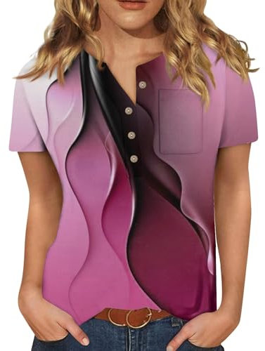 LSAltd Bluse Damen Sommer Damen Tunika Sommer Damen Bluse T Shirt Damen Blazer Damen Sportlich Bluse Damen Elegant Bandeau Top Damen Shirt Damen Chiffon Bluse Damen Tanktops Frauen（5-Hot Pink,S）