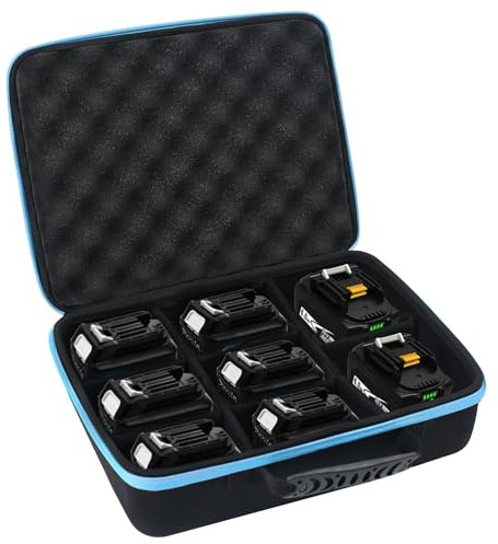 Anancyi Hard Battery Storage Box, with Adjustable Dividers for Batteries and Chargers, Compatible with Makita Battery/Adapter, Compatible with Multiple Battery Brands, black, Plain