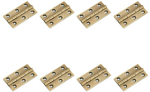 Leliafleury 8Pcs Folding Door Hinges 50mm(2 inch) Brass Hinges for Window Cabinets Closet Drawer Boxes, Bronze