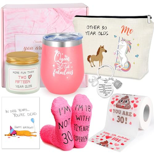 AWDK Geschenk zum 30. Geburtstag für Frauen, Geburtstagsgeschenk für sie, Geburtstagsdekoration für 30-jährige Frauen, Idee zum 30. Geburtstag für Mutter, Oma, Schwester, Freundin, Anut, Kollegen