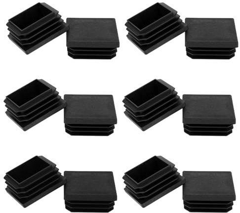 Andibro Lot de 12 Bouchons Carrés en Plastique Noir, Bouchons À Lamelles 40 X 40 Mm pour Tubes Carrés Bouchons De Tuyaux Cache-Pieds en Plastique Noir pour Pieds De Chaise Étagères