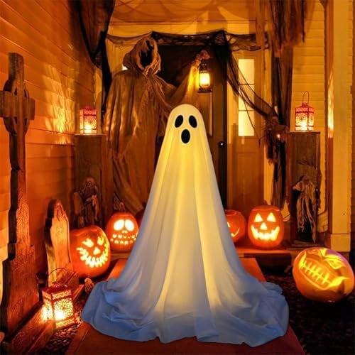 Rubu22a Halloween Geister Stableuchten mit Fernsteuerung - Batteriebetriebene Deko für Outdoor und Garten - Gespenstische Beleuchtung (1, A)