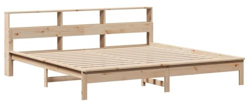 vidaXL Massivholzbett, Bett ohne Matratze, Bettgestell mit Lattenrost Kopfteil, Holzbett Doppelbett für Schlafzimmer, 180x200cm Kiefernholz