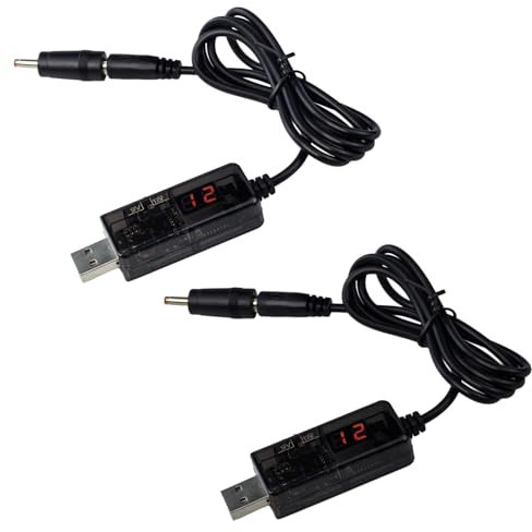 Cable convertidor USB de 5 V a 9 V/12 V con indicador LED, USB a CC 5,5 mm, 3,5 mm, convertidor de voltaje UBS para ventilador, luz LED, router wifi, altavoz, 2 piezas
