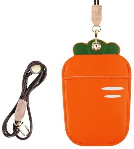 AXFEE Porte-Badge avec Tour de Cou et Porte-Cartes, Fermeture Lobster Swivel, pour Carte Bancaire, Bus, Clé, Identité (Carotte)