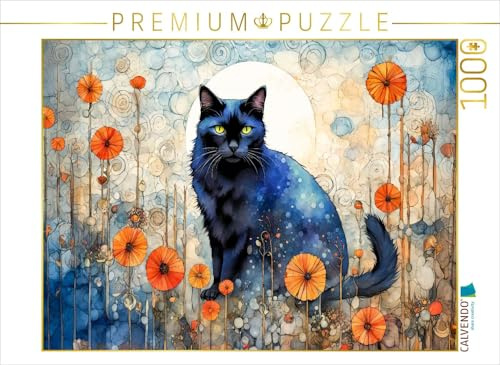 CALVENDO Puzzle Katzenzauber im Mohnfeld | 1000 Teile Lege-Größe 64 x 48 cm Foto-Puzzle für glückliche Stunden