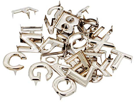 8 Sets Alphabet-Buchstaben-Nieten für Lederhandwerk, Stoffreparatur, 15 mm, Metallklaue, Gothic-Punk-Zubehör