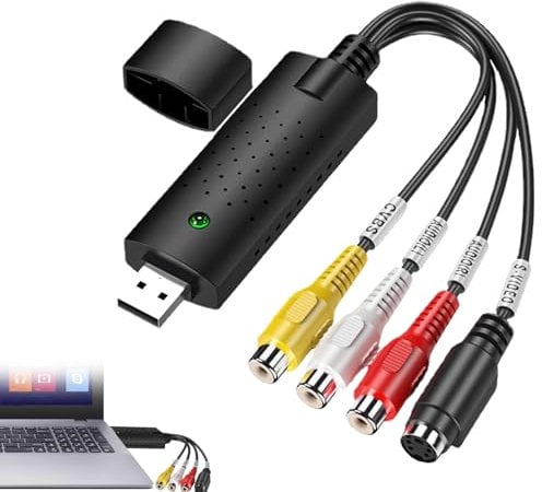 1 Stück USB 2.0 Audio Video Grabber Konverter,VHS digitalisieren gerät USB 2.0 Video Grabber Hi8 VHS zu DVD Videoaufnahme,Videokassetten Digitalisieren,VHS zu USB Konverter Für Windows XP 10/8/7.