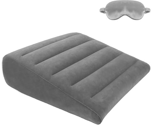 Aufblasbares Keilkissen Tragbares Reisekissen mit Schlafmaske – Reflux Kissen für Bett und Sofa,Matratzenkeil für Anti-Schnarchen,Bettkeilkissen für Schlaf,Erholung,Bettkeil für Kopfteil,Rücken,Beine