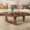Table Basse Triangulaire irrégulière en Verre, en Bois d'hévéa, Style Moderne du Milieu du siècle, en Noyer, pour Salon, Petite Table Ovale, Marron, Abstraite, Rustique, pour Bureau, extérieur,