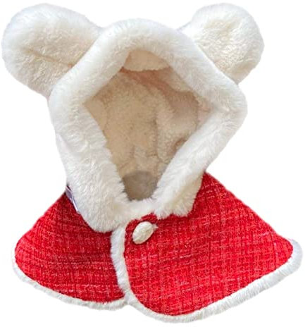 Mirweon Weihnachtlicher Hundemantel mit Kapuze, Weihnachtshunde-Kapuzenpullover, Weihnachtshundumhang, Ohren, Kapuzen-Lätzchen, Umhang, Hundekleidung, Hundejacken, Weihnachts-Hunde-Kapuzenpullover für