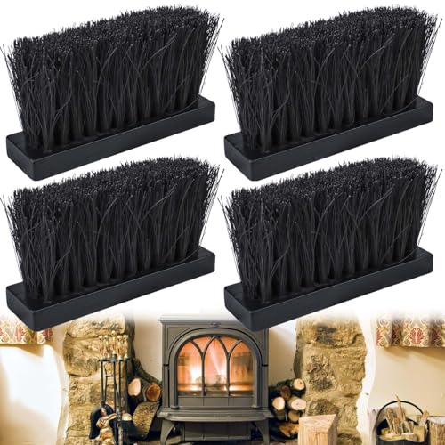 4 Stück Kaminbürste Set, Kaminbürste Kunststoff Kaminwerkzeug, Pelletkorb Für Kaminofen, Ersatzbesen Für Kaminbesteck, Länglicher Ersatz-Ersatzbürstenkopf-Kaminbürste Für Zuhause Und Kaminreinigung