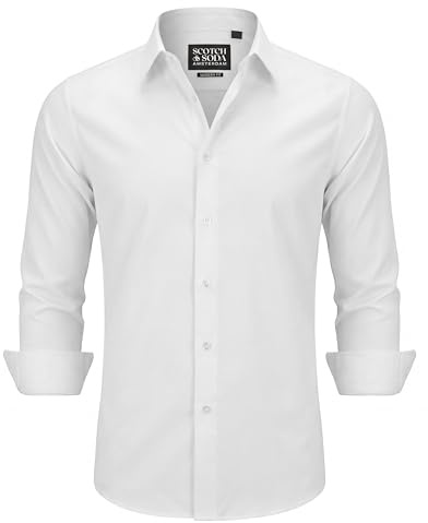Scotch & Soda Men's White Modern Fit Dress Shirt
