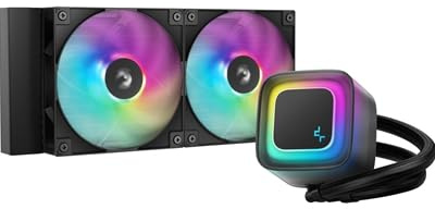 Deepcool Le240 V2 240 mm flüssiger CPU-Kühler, Dual 120 mm Argb Lüfter, auslaufsicher, Tech Qu