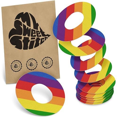 MySweetStitch 10 Ringpatches für Katheter mittel rund Pride | Stabilisiert ablösende Ränder, Mitte bleibt frei, wasserfest und flexibel, bis zu 7 Tage Halt