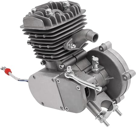 80cc 2-Takt 5500U/min Fahrradmotor Kit,Fahrrad Benzin Bike Motor aus Aluminium & Eisen mit CDI & Auspuff,Einzelzylinder Dirtbike Motor für 26-28 Zoll V-Rahmen,Pocket Bike Motor für Offroad-Abenteuer