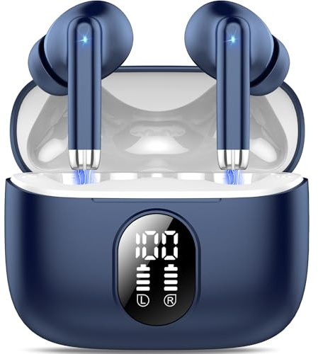 QXQ S26 Cuffie Bluetooth, Auricolari Bluetooth 5.4 con ENC Riduzione Rumore | 6D Stereo Cuffiette Bluetooth, 40 Ore Cuffie Wireless In Ear, IP7 Impermeabili Headphones, Display LED, USB-C, Touch Control