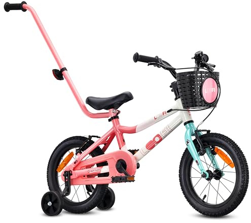 sun baby LOOFI Kinderfahrrad 14–16 Zoll aus Aluminium | leichtes Fahrrad für Kinder ab 3 Jahren, Stützräder, Korb und Klingel