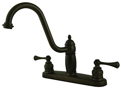 Kingston Brass KB1115BLLS Heritage 8 Twin Lever Handle Kitchen Faucet Without Sprayer, Oil Rubbed Bronze