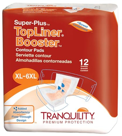 Tranquility TopLiner Booster Contour Pads, Super-Plus 32 x 14, 48 Ct Pack