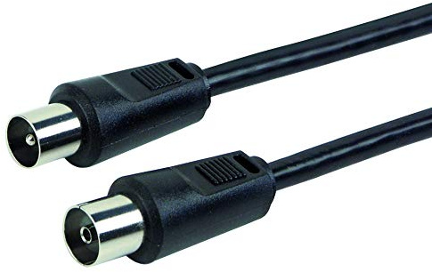SCHWAIGER Antennen Anschlusskabel 75 dB, 5,0m, schwarz, IEC Stecker > IEC Buchse, 2-fach Schirmung, 75 Ohm, digital, HDTV, DVB-C/DVB-T2