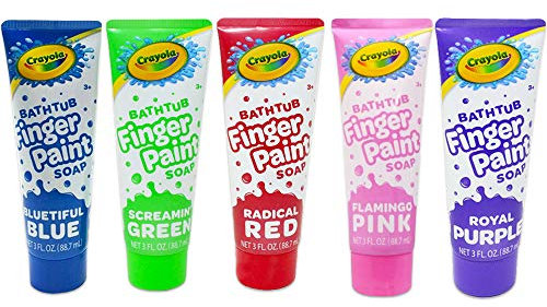 Crayola Bathtub Fingerpaint 5 Color Variety Pack, 3 Ounce Tubes (Razzmatazz Pink, Vivid Violet, Radical Red Raspberry, Robin's Egg Blue, Electric Lime Green)