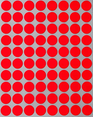 Farbcodierung Etiketten Neon Rot 13mm runde Aufkleber – 1,3cm Klebepunkte 1200 Stück von Royal Green