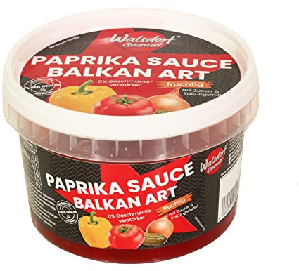 Walsdorf Gourmet Paprika Sauce Balkan Art 500g / Paprika Sauce aus hochwertigen Zutaten / fruchtig-würzige Paprikasosse Ungarische Art / BBQ Sauce ohne Geschmacksverstärker