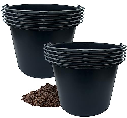 Hossi's Wholesale 10x Baueimer 20l aus Kunststoff, stabile Maurerkübel, Mörtelkübel für Baustelle und Garten