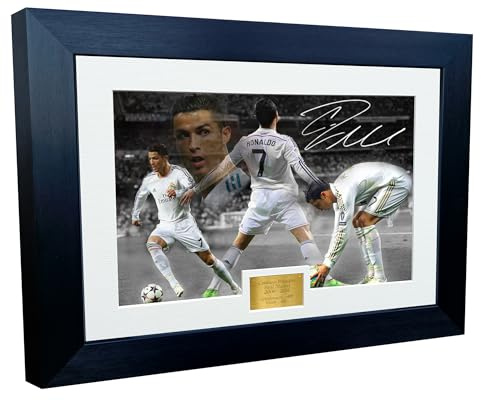 30,5 x 20,3 cm, A4, Christiano Ronaldo Real Madrid Celebration, signiert, Fotorahmen, Fußballposter