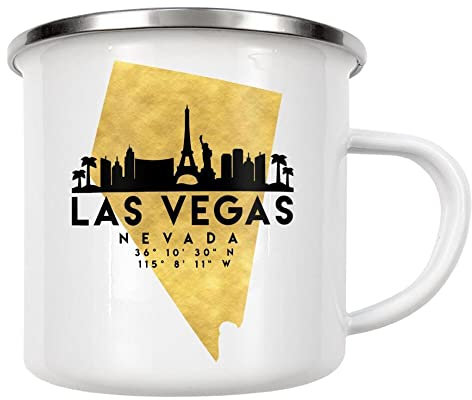 artboxONE Emaille Tasse LAS Vegas Nevada Skyline MAP Art von Emiliano Deificus - Emaille Becher Städte