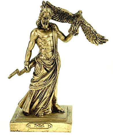 Kremers Schatzkiste Alabaster Figur Zeus der Göttervater Skulptur 18 cm Gold Gottheit