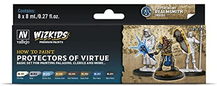 Acrylicos Vallejo- WizKids Protectors of Virtue-Juego de Pintura (8 x 8 ml) Construcción de maquetas, 8 ml (Paquete de 8) (214960)