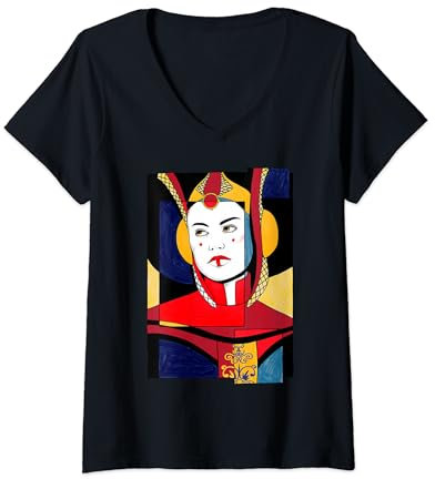 Womens Star Wars Padme Artsy Sketch Poster V-Neck T-Shirt