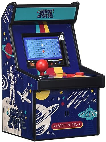 Legami - Mini Arcade de Jeux Vidéo, 240 Jeux, avec Lumières et Sons, Volume Réglable, Langue Anglaise, Ecran Couleur, 8,5x15,4 cm