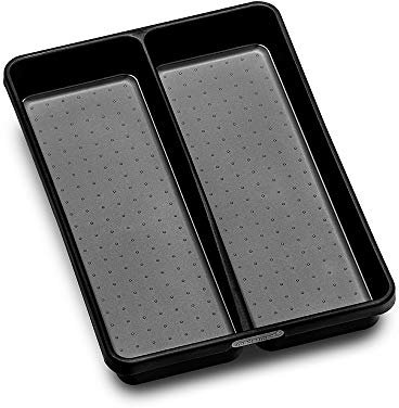 madesmart Utensil Tray-CARBON COLLECTION Antimicrobial, 2 Compartments, Soft-Grip Lining & Non-Slip Feet & BPA-Free, Small