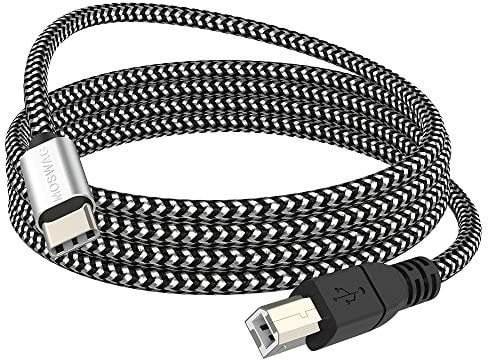 MOSWAG Cable MIDI USB C a USB B Tipo C Cable MIDI a USB Trenzado Nylon 2.0 Impresora Cable de escáner de alta velocidad con conector de metal Compatible con impresoras AiO, HP, Canon y más