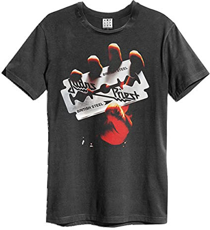Amplified Clothing Judas Priest 'British Steel' (Gris) T-Shirt - XS