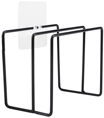 Wall-mounted Self-adhesive Lid Cutting Chopping Board Rack Holder Kitchen Accessories(black)