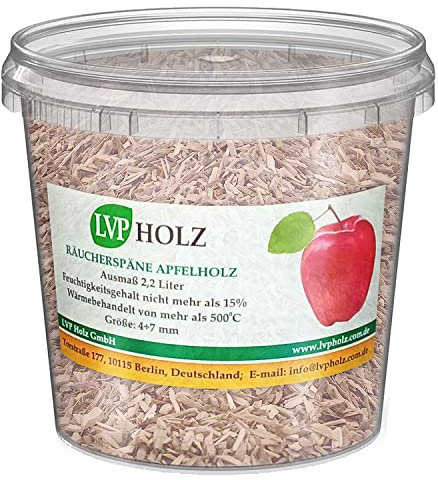 LVP Holzum Räuchern und Grillen, Räucherholz, Smoke im Eimer (Apfel, 2.2 Liter)