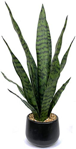 Bird Fiy Artificial Snake Plant 22.5 Faux Agave Fake Sansevieria Artificial Potted Plants for Indoor and Outdoor Home Office Décor