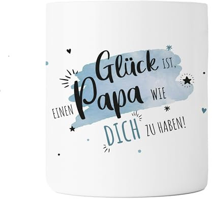 Personalisierte Kaffee-Tasse (Glück ist...) mit eigenen Wunschname. Für die Beste Freundin, Opa, Papa Schönes Geschenk & kleine Aufmerksamkeit | Muttertag, Hochzeit (Bester Papa #3, Weiß/Blau)