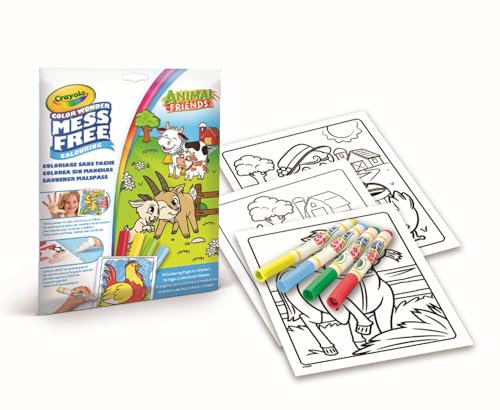 CRAYOLA - Color Wonder, Malset mit 18 Ausmalseiten und 4 nicht fleckenden Filzstiften, Thema Tierische Freunde, Kreative Beschäftigung für Kinder, 3,4,5 Jahre, 75-2817